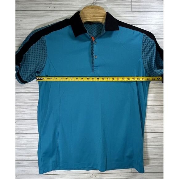 Pin High Men's Performance Golf Polo Sz XL Teal/Black Quick Dry Polyester - Picture 7 of 9